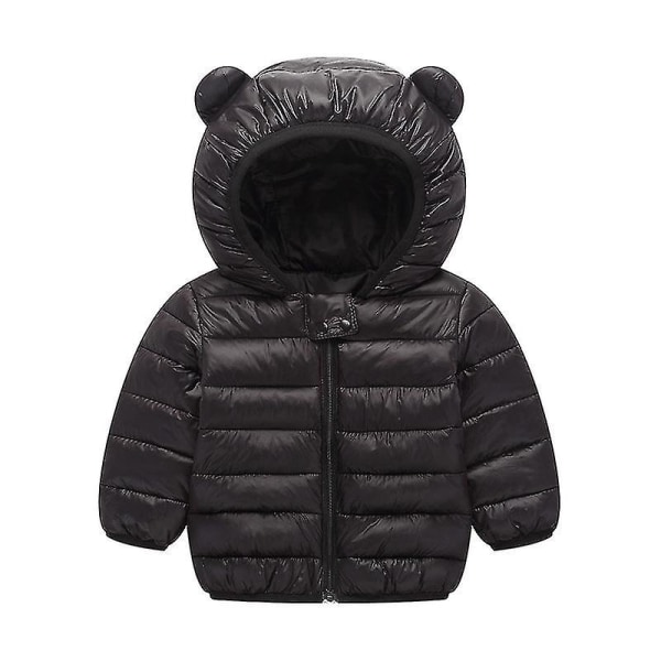 Barn Pojkar Flickor Vinter Pälsfodrad Parkas Kappa Vadderad Varm Dunjacka Ytterkläder Svart Black 120cm
