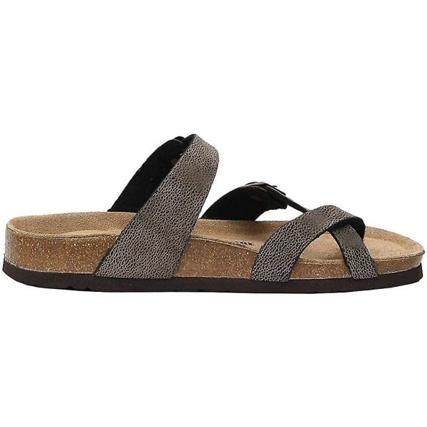 Sandaler med sklisikker såle for kvinner, korkfotseng, justerbare Brown 39