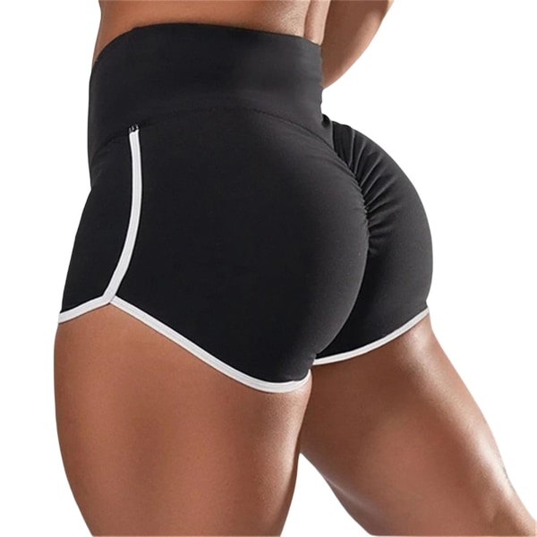 Träningsshorts för Kvinnor Hög Midja Butt Lifting Texturerade Booty Byxor För Yoga Black L