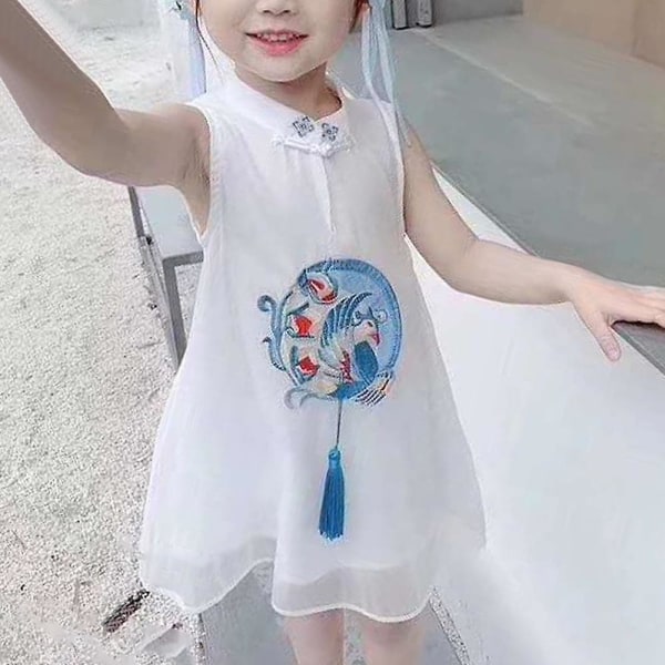 Barn Kinesiska Orientaliska Flickor Sommar Casual Cheongsam Klänning 3-8 år  White 6-7 Years dc40 | White | 6-7 Years | Fyndiq