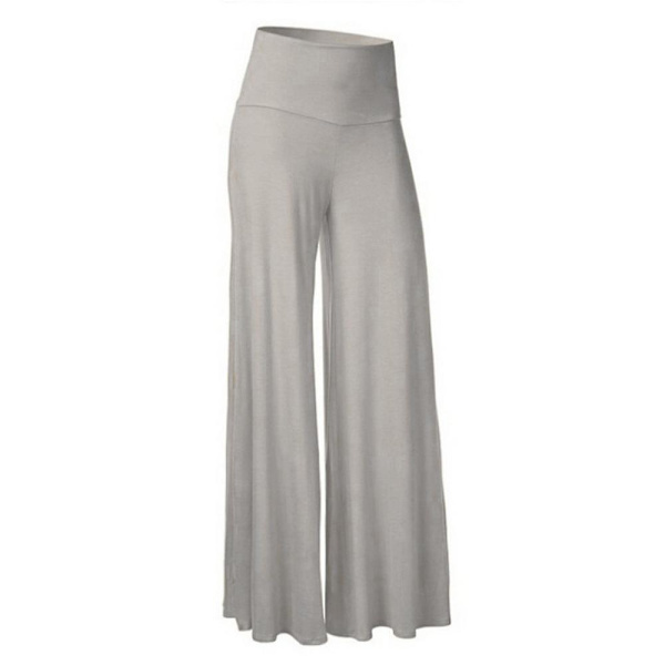 Dam Fit & Flare Enfärgade Palazzobyxor Mjuka Andningsbara Vardagsbyxor Full Längd Sommar Sport Gym Dans Yogabyxor Grey M