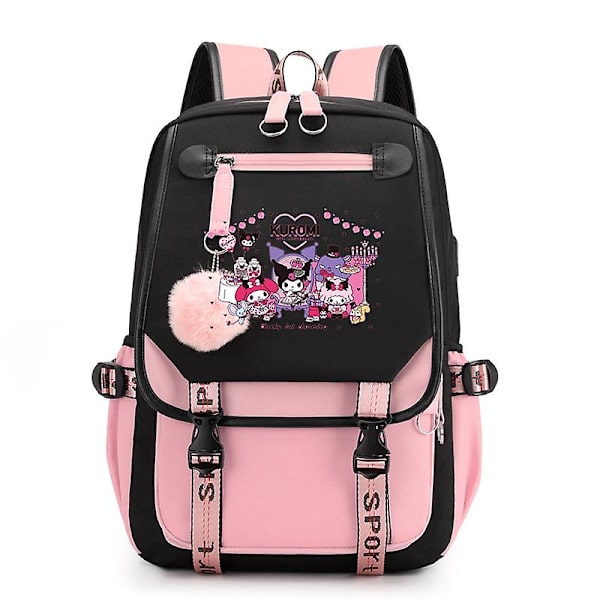 45cm Sanrios Cartoon Kawaii Kuromi My Melody Cinnamoroll Skolryggsäck Stor Kapacitet Casual Lätt Söt Ryggsäck Kuromi10