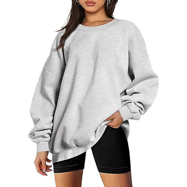 Naisten Oversized Collegepaidat Hupparit Fleece Pyöreä Kaula-aukko Villapaidat Rento Mukava Syysmuoti Asut Vaatteet grey XXL