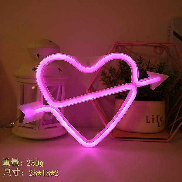 Led Neon Ljus Väggkonst Skylt Sovrumsdekor Regnbåge Hängande Nattlampa Hemfest Högtidsdekor Julklapp Cupid Heart