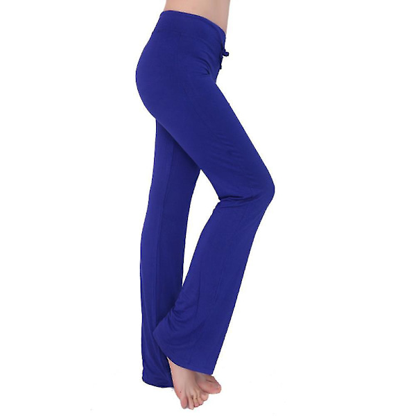 Naisten yksiväriset kiristysnyörilliset löysät joogahousut, hengittävät kuntosaliurheiluun, pilates, pitkät housut Dark Blue L
