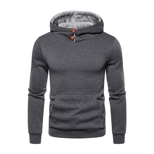 Herr Sweatshirt Hoodies Träningskläder Sporttoppar Casual Varm Pullover Dark Grey XL