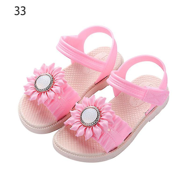 Pigesandaler med åben tå, margueritblomst, sommerstrandsko med PVC-sål, skridsikre Peach Red 33