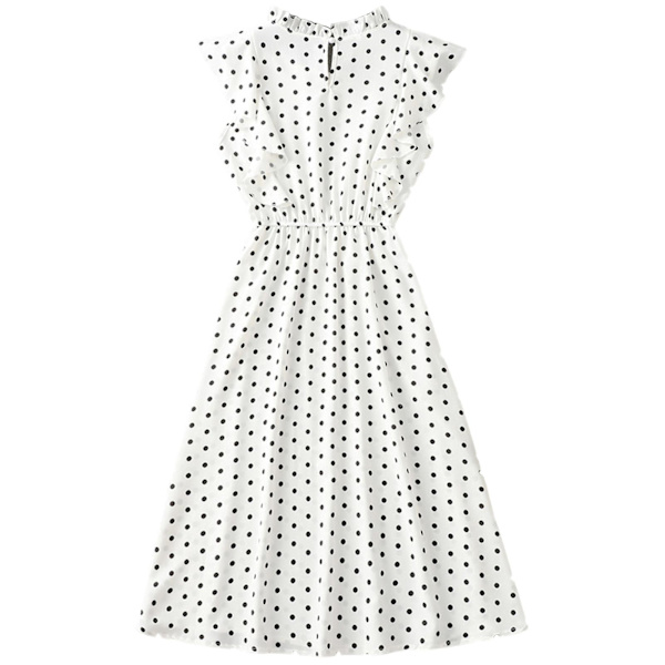 Dame Polkaprikket Kjole Plus Size Print Lang Kjole Til Strandbrug Black And White Dots S