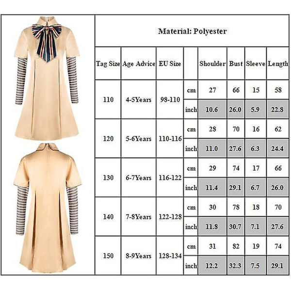 Thrillerfilm M3gan Cosplay Kostym Barn Flickor Megan Ai Robotar Dockklänning Fluga Tights Handskar Set Halloweenfest Maskerad 4-5 Years