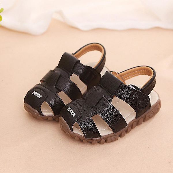 Nya Pojksandaler Mjukt Läder Stängd Tå Småbarn Baby Sommarskor Pojkar Och Flickor Barn Strandskor Sport Barnsandaler Csh130 White 24 Insole15cm