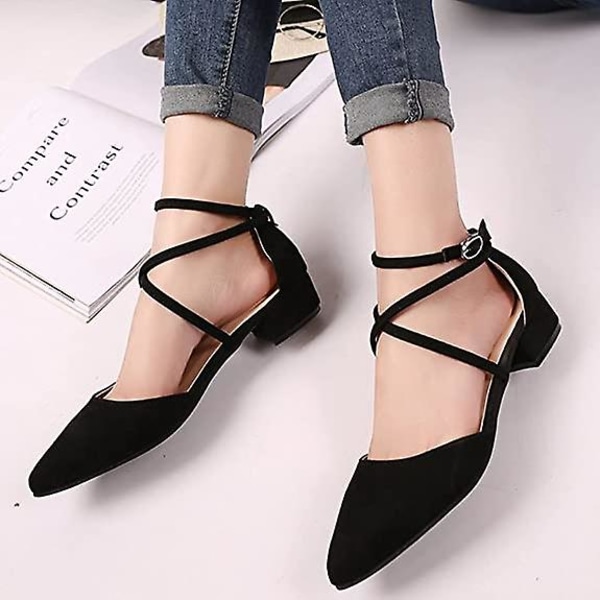 Solida sandaler med spetsiga tå för damer Black 41