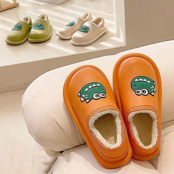 Vedenpitävät dinosaurus-tossut, söpöt lämpimät ja mukavat slip-on -tossut naisille ja tytöille, talvitarvike Apricot 38 39