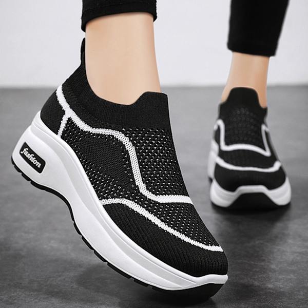 Dam Flat Bottom Mesh Skor Halkfria Mjukbottnade Skor Gåva Till Flickvän Kvinnlig Älskare Black 41