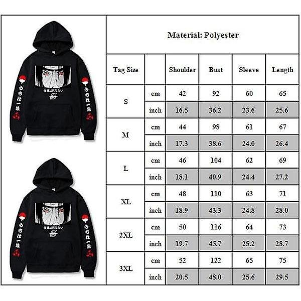 Uchiha Itachi Hoodie Herr Dam Par Naruto Anime Tröja med huva Pullover Sweatshirt Cosplay Toppar XL