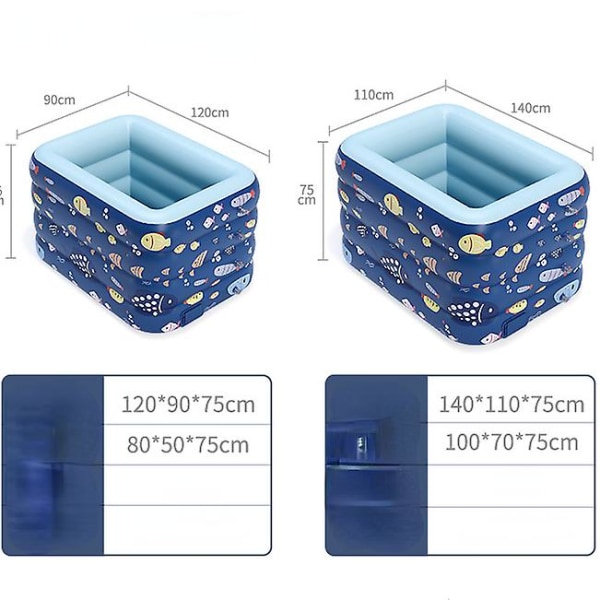 Baby Simbassäng Helt Automatisk Uppblåsbar Simbassäng Hushåll Barn Bad Hink Fällbar Förvaring Sommar blue length 1.4M
