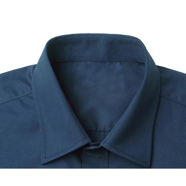 Kortärmad herrskjorta enfärgad knappskjorta sommarskjortor Navy Blue M