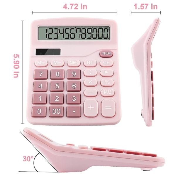 Kaksitoiminen peruslaskukone (pinkki)