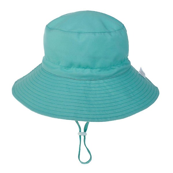 Sommar Baby Solhatt För 0-8 År Flickor Pojkar Babys Utomhus Uv-skydd Strandhatt Simhattar Bred Brätte Barn Hink Keps Blue-green Large