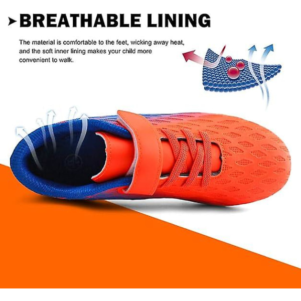 Fotballsko for barn, faste knotter, gutter, jenter, atletiske utendørssko Orange Blue 35