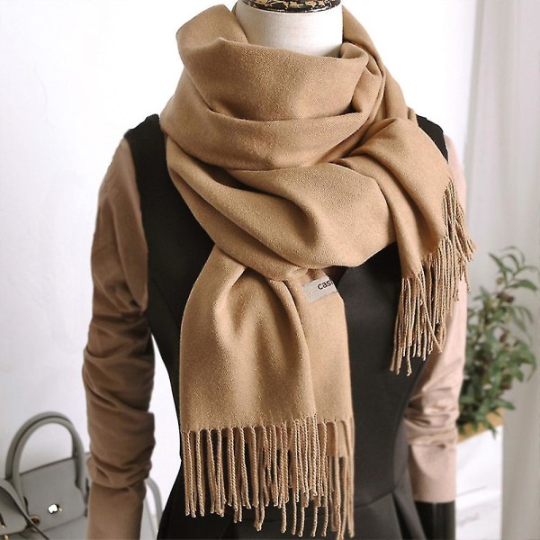 Damhalsduk Filt Scarf Dam Cashmere Feel Cashmere Sjal Camel