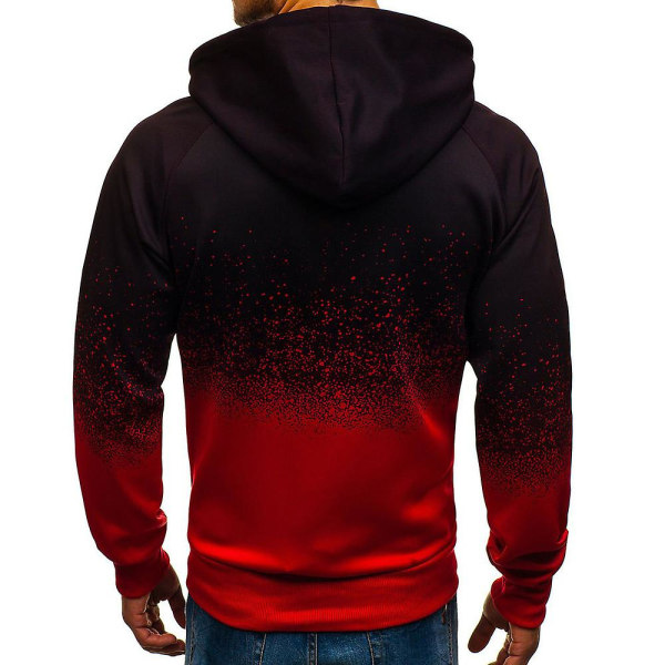 Män Tryck Dragkedja Upp Långärmad Sport Huvtröja Hoodies Sweatshirt Kappa Outwear Red XL