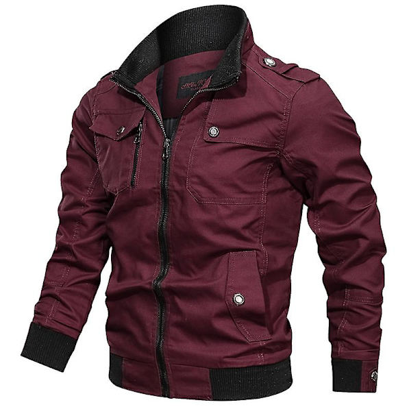 Herr Militär Cargo Combat Jacka Bomberjacka Armé Ytterkläder Jujube Red 2XL