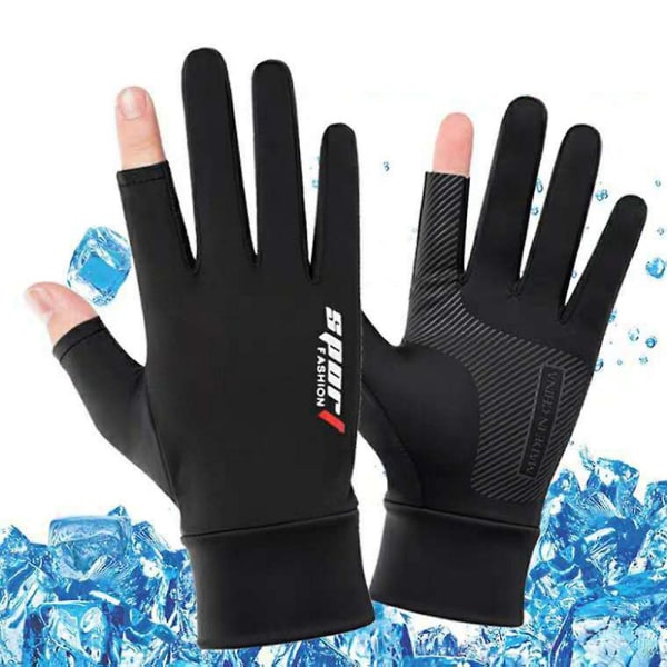 Dame Sommer UV Solbeskyttelseshandsker Flip Mesh Kølende Åndbare Handsker Til Kvinder Og Piger Udendørs Gray SPOR Ice Silk Two Fingers