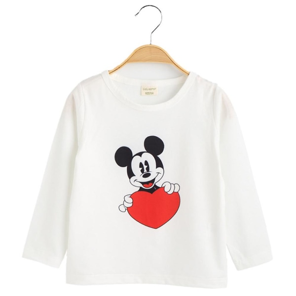 Barn Pojkar Flickor Tecknad T-shirt Mickey Minnie Print Långärmad Rund Hals Casual Toppar D 1-2 Years