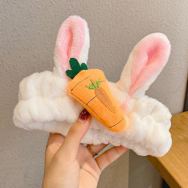 Mikrokuitupäähineet Porkkana & Pupunkorva Design Pehmeät Pehmomeikki Päähineet Joustava Hiuspanta White Radish