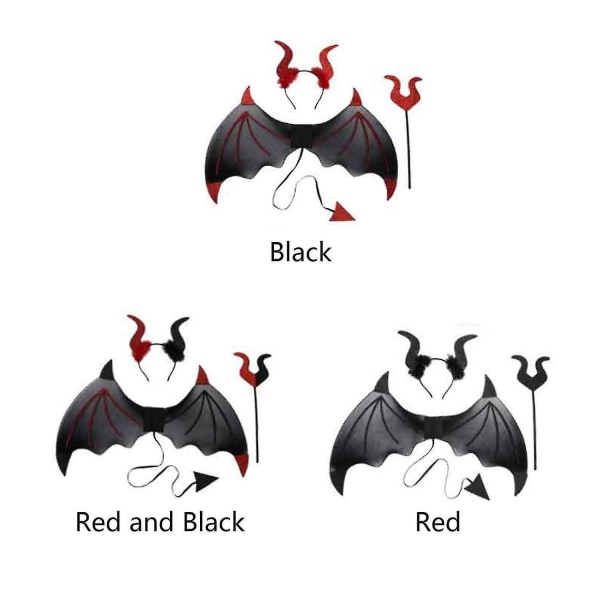 Kostumesæt Djævlepige Kostume Til Børn 3 Dele Djævel Red and Black