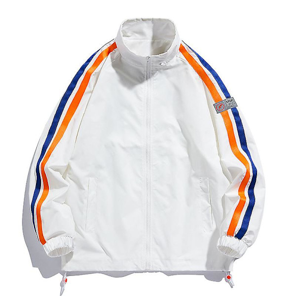 Refleksjakke for menn og kvinner, sykkel, motorsykkel, ungdom, uten hette, langermet vindjakke, baseballuniform, fargeblokk white XXXL