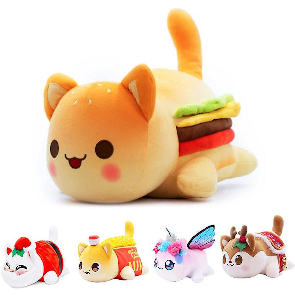 Meows Aphmau Plyschdocka Mee Meow Leksak Cola Pommes Frites Hamburgare Bröd Enhörning Ren Mat Katt Gosedjur Kudde Gåvor moon cat