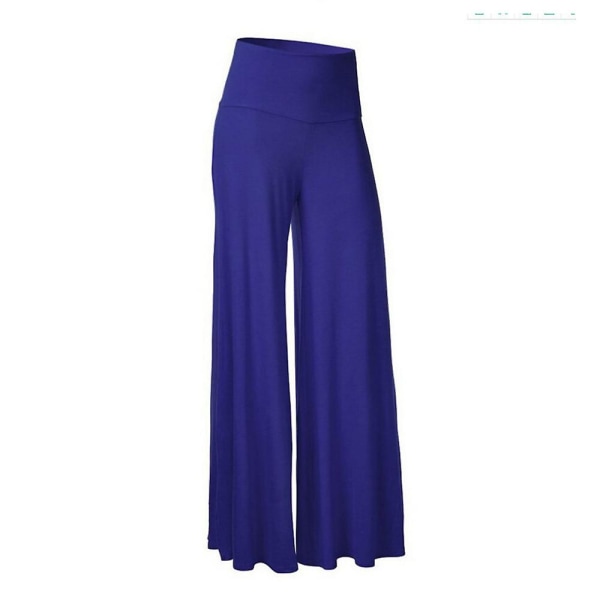 Dame Wide Leg Palazzo Lounge Bukser Letvægts Løse Komfortable Afslappede Pyjamasbukser Blue M