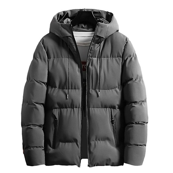 Ensfarvet bomuldsforet herrejakke, fortykket vindtæt varm top til vinter Dark Grey 4XL