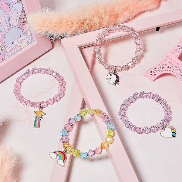 9 Stycken Färgglada Armband Flickarmband Regnbågsfärgade Pärlor Crystal Style