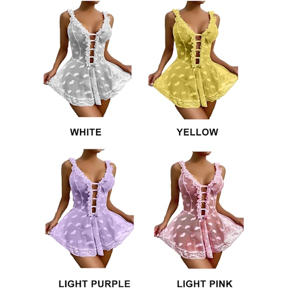Bästsäljare - Sexig Dam Spets Babydoll Nattlinne Dam Underkläder Sovkläder Plus Storlek Light pink M