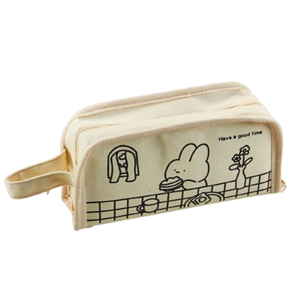 Canvas Student Söt brevpappersväska Slitstark och bärbar pennväska Lämplig för kontorsskola hemmabruk Matsushima Bear