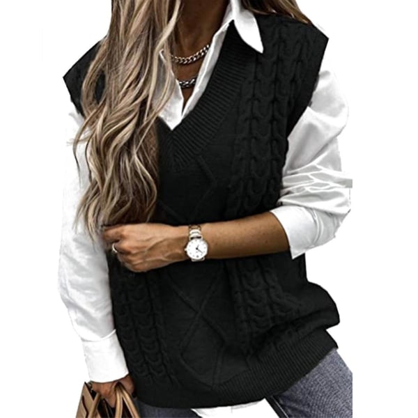 Dame Genser Vest Dame Oversized V-hals Ermeløse Gensere back S