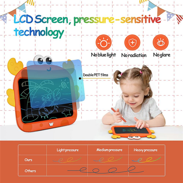 9\" Elektronisk Digital LCD Skrivebrett Søtt Tegnebrett Grafikk Leker Barne Gave Crab