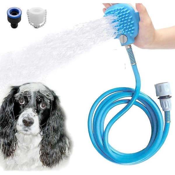 Husdjursbadverktyg Skrubbare och spruta kompatibel med utomhus trädgårdsslang eller inomhusdusch kompatibel med bad och skötsel av hund, katt och