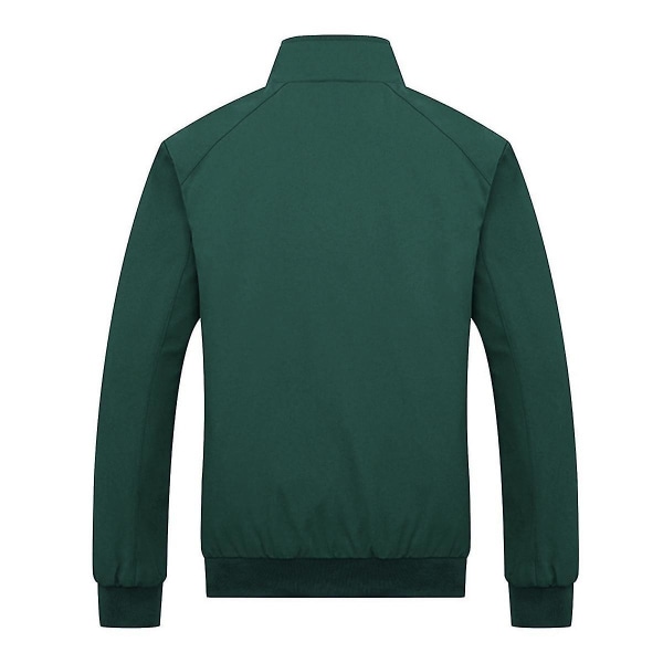 Herre Ensfarvet Løs Casual Jakke Green 4XL