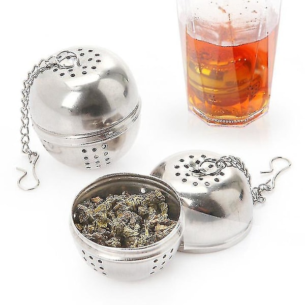 2-pack rostfritt stål teinfuser med förlängd kedjehake