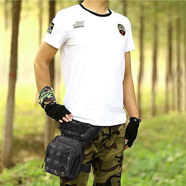 Vattentät Militär Taktisk Benväska Drop Leg Pouch Cross Over Benrigg Utomhus Cykel Vandring Lårväska Black scorpion camouflage