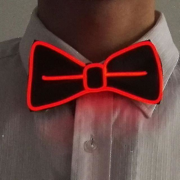 Lysande slips för män, slips med LED-ljus, blinkande för julfestdekoration Red