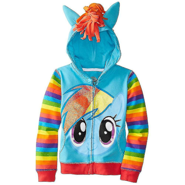 Mike Barn Hoodie med dragkedja och vingar för flickor och pojkar, My Little Pony Rainbow Blue 3-4 Years