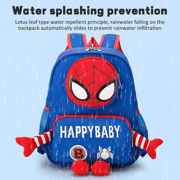 Spiderman Tryckt Ryggsäck Skolväska Vattentät Utomhus Reseryggsäck För Barn Pojkar Dark Blue