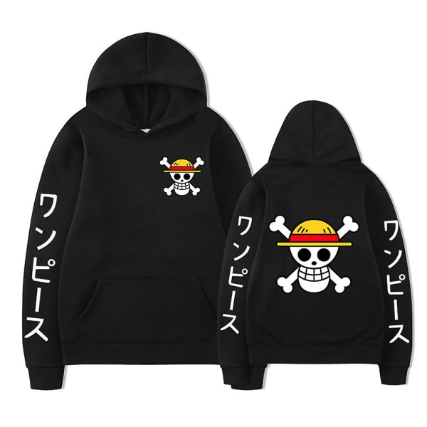 Unisex One Piece Tryck Hoodie Japansk Anime Pullover Huvtröja Med Stora Fickor För Män Och Kvinnor 3XL