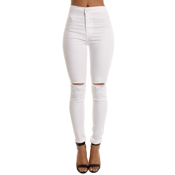 Høytlivs Jeans for Kvinner, Elastiske Jeans for Kvinner, Egnet for Hverdagsbruk White M