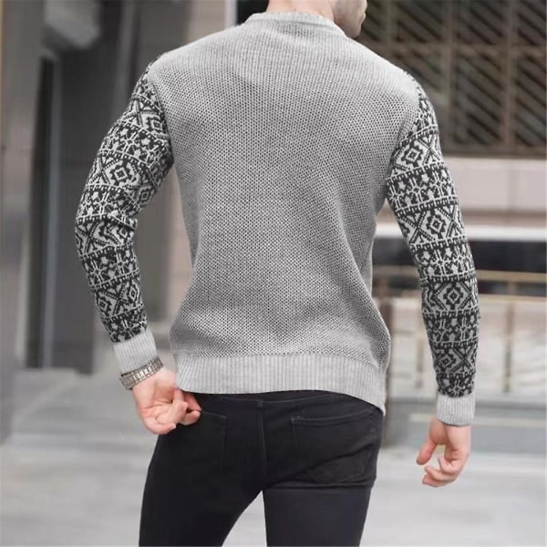 Herre Colorblock Crew Neck Raglan Langærmet Sweatshirt Jumper Vinter Strik Casual Pullover Toppe Light Grey XL