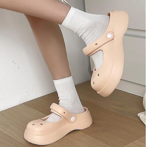 Dame, Jenter Mary Jane Plattform Sandaler Tøfler Pink 36